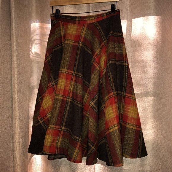 Pendleton Dresses & Skirts - Vintage Rare Pendelton Wool Plaid Autumn Fall Circle Skirt Colorful Winter